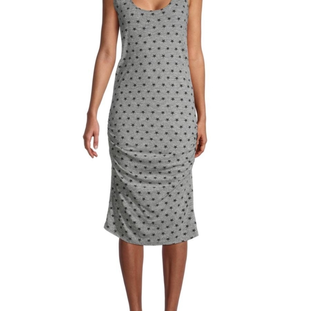 Monrow Gray Sleeveless Polka Dot Maxi Dress
